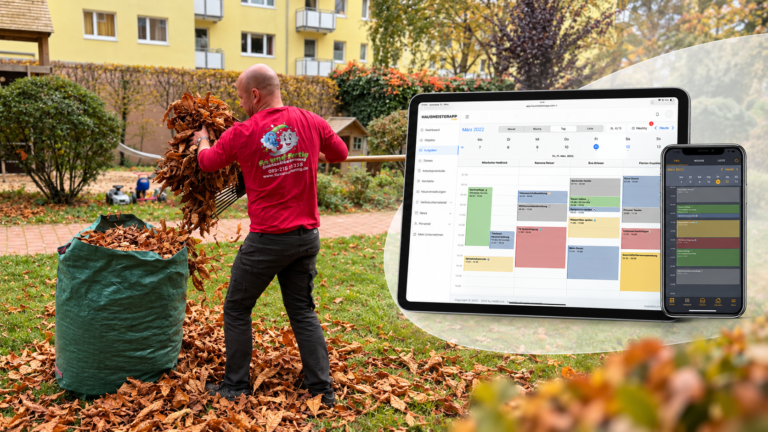 Hausmeisterservice bei der Gartenpflege mit digitaler Hausmeister-App